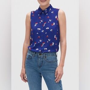 Banana Republic Petite Drapey Classic Sleeveless Button-Down Size Small Petite